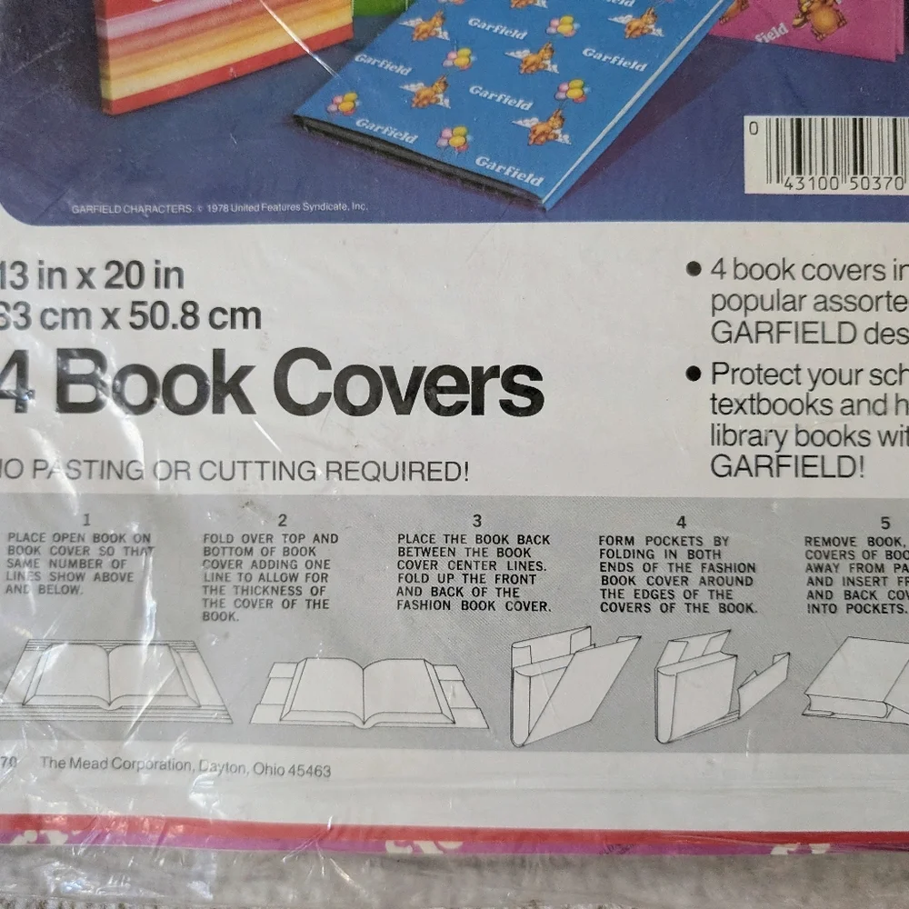 Vintage 80s Mead Garfield Book Covers 4 Pack (2 Sets)